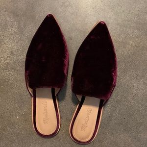 Madewell Burgundy Velvet Mule Flats